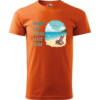 Sablio Tričko s potiskem Pořád někde lítám - oranžové 5XL