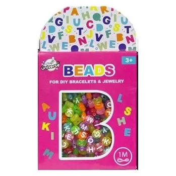 Dětské zboží Sada korálků - písmenka neon + 1 metr provázek