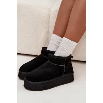 Dívčí sněhule Dámské semišové sněhule Vinceza na platformě – černé Velikost: 40