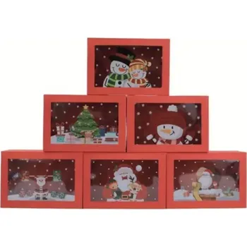 Dárková krabička Papírová krabička na vánoční cukroví - ČERVENÁ - SANTA KOMÍN - 1 ks (Značka: STARAISE)