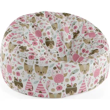 Sedací pytel Sablio Sedací vak Cocoon Lesní zvířátka - 115 x 75 cm x 45 cm