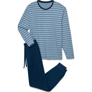 Pánské pyžamo 714313 - Tchibo - Pyžamo s náplety - pro muže - vel. L 52/54 - barva: modrá