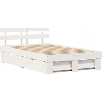 Ložnice Rámeček postele s čelem Bílý 120 x 200 cm Masivní borovicové dřevo