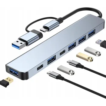 USB hub USB Hub Tech-protect USB-A / TYPE-C / SD / TF / Audio: 3.5 mm 8 portů