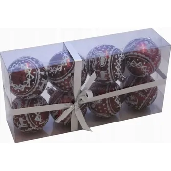 Vánoční dekorace Vánoční Baňky vánoční koule růžové se vzorem 6 cm. Balení 8 ks.