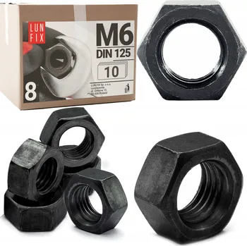 Matice Matice M6 šestihranná černá pozink šestihranná DIN 934 tř. 8 10 Ks.