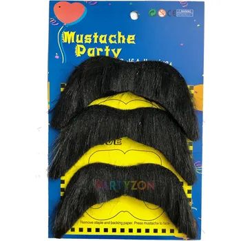 Karnevalový doplněk Hustý knír černý 3ks