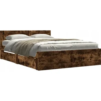 Postel Rám postele s čelem, kouřový dub, 140x200 cm