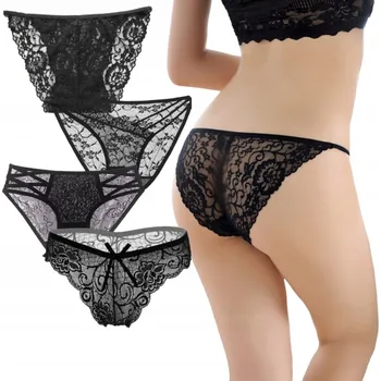 Kalhotky ČERNÉ KRAJKOVÉ KALHOTKY - SADA 4 KS - VELIKOST M