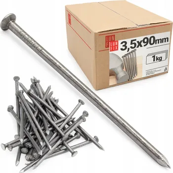 Vrták Hřebíky stavební 90mm krokvové hladké černé 3,5 palce (3,5x90mm) 1kg