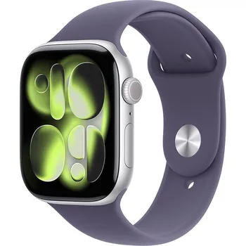 Apple Watch Series 11 GPS + Cellular 46mm Stříbrný hliník s mlžně fialovým sportovním řemínkem - S/M MFCP4WF/A