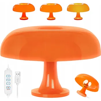 Lampička RETRO ORANŽOVÁ STOLNÍ LAMPA LED VE SKANDINÁVSKÉM STYLU
