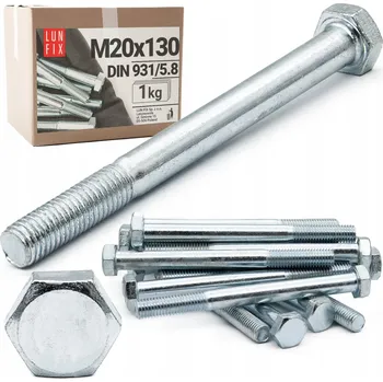 Šroub ŠROUBY METRICKÉ M20x130 pozink tř. 5.8 DIN 931 - 1 kg