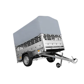 Auto-moto Jednonápravový přívěs na pružinách 200x125 UNITRAILER GARDEN 201/R KIPP s pletivovými bočnicemi, rámem H-800 a šedým krytem