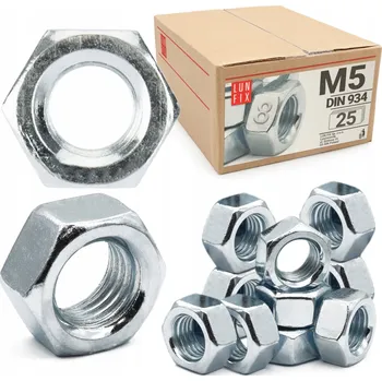 Matice Šestihranná matice M5, metrický závit, DIN 934, pozink, třída 8, 25 Ks.