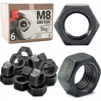 Matice Matice M8 kl.6 černá DIN 934 op 5kg - cca 1086 Ks