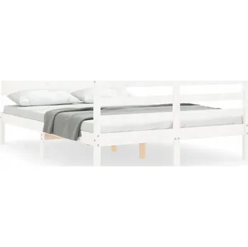 Postel Dřevěná postel z borovicového dřeva bílá 195,5 x 125,5 x 81 cm, 120 x 190 cm