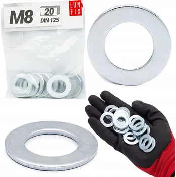 Matice Plochá podložka pozink LunFix DIN 125 M8 20 ks