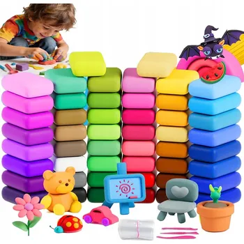 Modelovací hmota SAMOTVRDNOUCÍ MODELOVACÍ HLÍNA PRO DĚTI + FORMIČKY + 50 DOPLŇKŮ