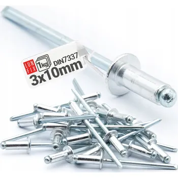 Nýt Trhací nýty 3 x 10 mm hliníkovo-ocelové stříbrné pozink nýt DIN 7337 1 kg