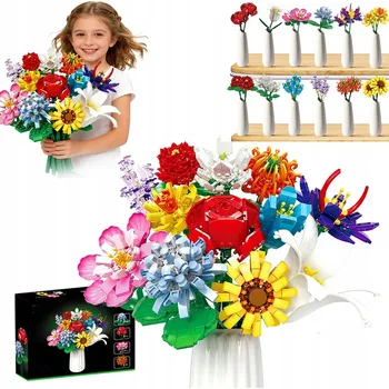 ostatní stavebnice STAVEBNICE VELKÁ KYTICE KVĚTIN 12 RŮZNÝCH KVĚTŮ SADA 1064 DÍLŮ