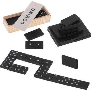 Desková hra Dřevěné domino klasická hra v krabičce 28 dílků mini