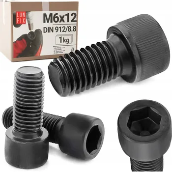 Šroub Šroub s vnitřním šestihranem černý OC DIN912 M06x12 pevnostní třída 8.8 (1kg)