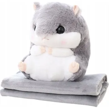 plyšák Plyšový Křeček Ohřívač rukou Deka 190 x 100 cm 3v1 Šedá 35 cm