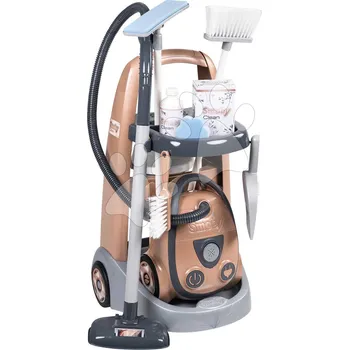 Dětský spotřebič Úklidový vozík a elektronický vysavač Rowenta Vacuum Cleaner Smoby s realistickým zvukem se smetákem lopatkou a 9 doplňky