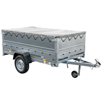 Auto-moto Přívěs za auto na pružinách 230x125 UNITRAILER GARDEN 230/R KIPP s bočnicemi BIS, rámem H-0 a šedým krytem