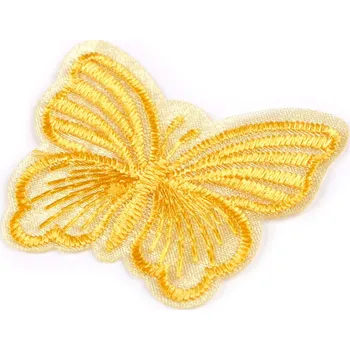Nášivka Motýl vyšívaný na monofilu k našití a nalepení, střední, 4 oranžovožlutá