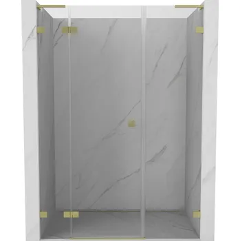 Mexen Lunar L, levé otočné sprchové dveře 155 cm, 8mm čiré sklo, zlatý matný profil, 834SL-155-050-55-00-L