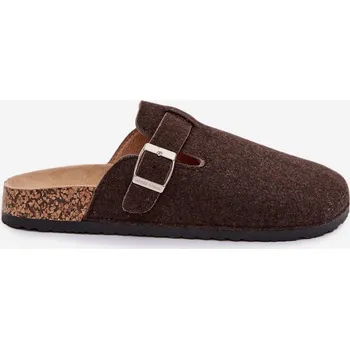 Dámské polobotky Pánské pantofle s přezkou čokoládové Luvan 41