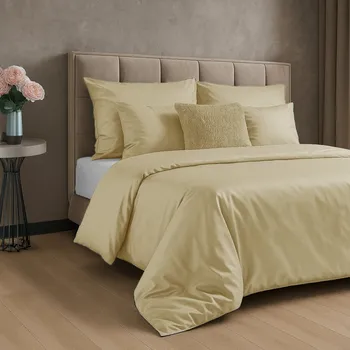 Povlečení 140x200 cm bavlněné hladké béžové barvy NOVA 3