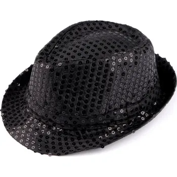 Karnevalový doplněk Klobouk s flitry na karneval a párty, střední, 3 černá