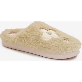 Dámské polobotky Dámské chlupaté papuče s květinami – pistáciové Selinne Velikost: 36/37