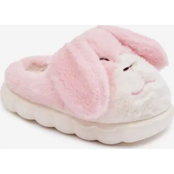 Dámské žabky Dětské koženkové pantofle králíčci růžové Farnise 34/35