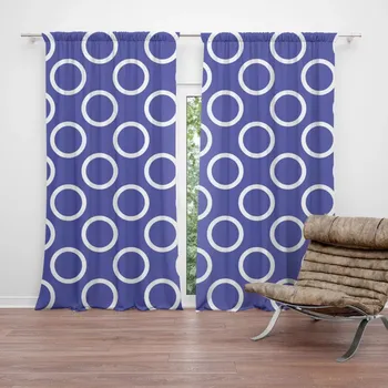 Závěs Sablio Závěs Bílé kruhy na modré: 2ks 140x250cm