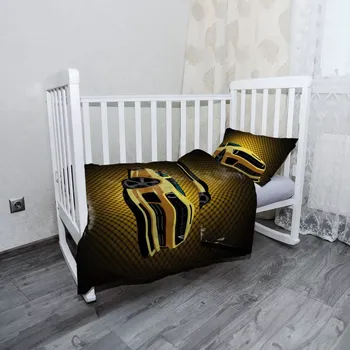 Povlečení Sablio Mikroplyšové dětské povlečení do postýlky Chevrolet Camaro Žlutá mřížka - 120x90 / 40x60