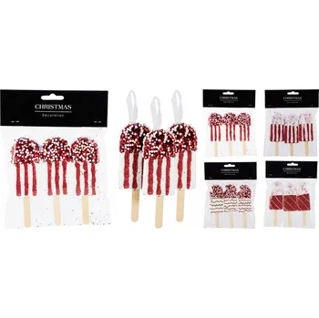 Vánoční dekorace Závěsná dekorace 3× červená zmrzlina - vánoční baňky na vánoční stromeček / vánoční dekorace