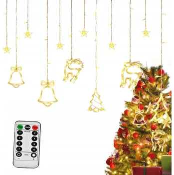 Vánoce SVĚTELNÝ ZÁVĚS LED HVĚZDY GIRLANDA VÁNOČNÍ SVĚTÝLKA NA STROMEČEK NA OKNO