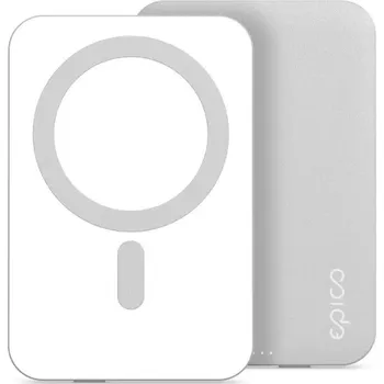 Powerbanka Epico 5000mAh hliníková PowerBanka s podporou uchycení MagSafe - stříbrná