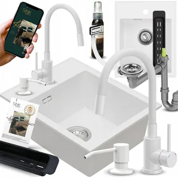 Granitový dřez Jednokomorový granitový dřez Sink Quality VELTO, bílý