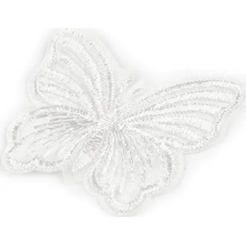 Nášivka Motýl vyšívaný na monofilu k našití a nalepení, barva 1 Off White