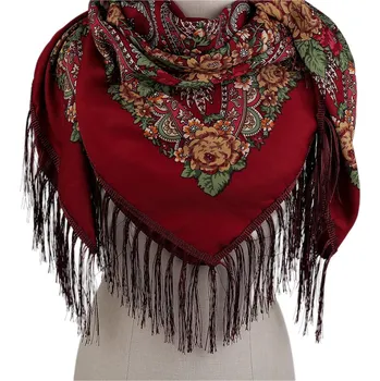 Šátek Šátek folklór květy s třásněmi 105x105 cm