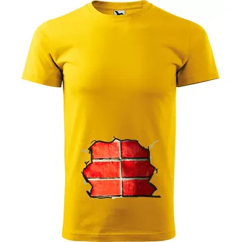 Pánské tričko Sablio Tričko s potiskem Brick core - žluté XL
