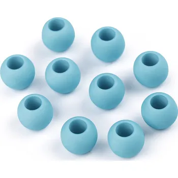 Dětské navlékací korálky Plastové korálky matné s velkým průvlekem 10x12 mm, velké, 28 (10) modrá světlá