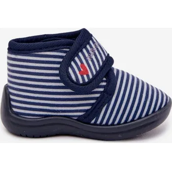 Dívčí tričko Dětské pantofle na suchý zip pruhované tmavě modré Lavelle 19