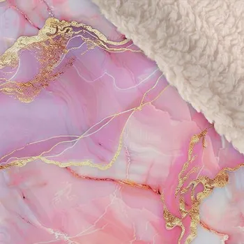 Zbytek - Softshell zimní s ecru beránkem růžový mramor - vzor na látce tištěný po délce