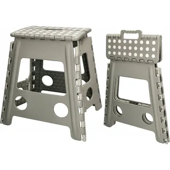 Stolička Stolička skládací protiskluzová vysoká 39 Cm světle šedá